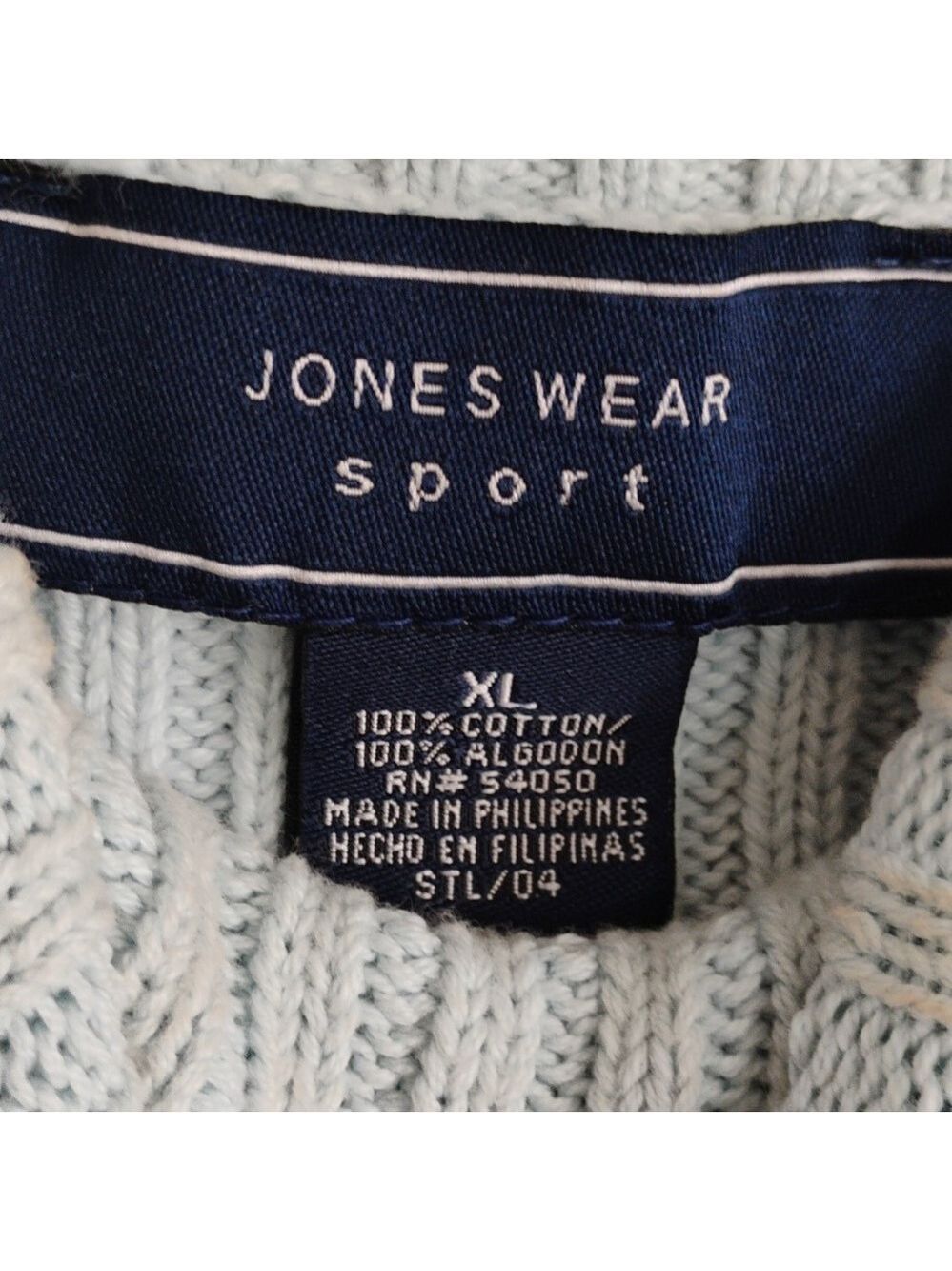Jones Wear Cable Popular Classic Light Blue Turtle Neck Sweater - Picture 3 of 4
